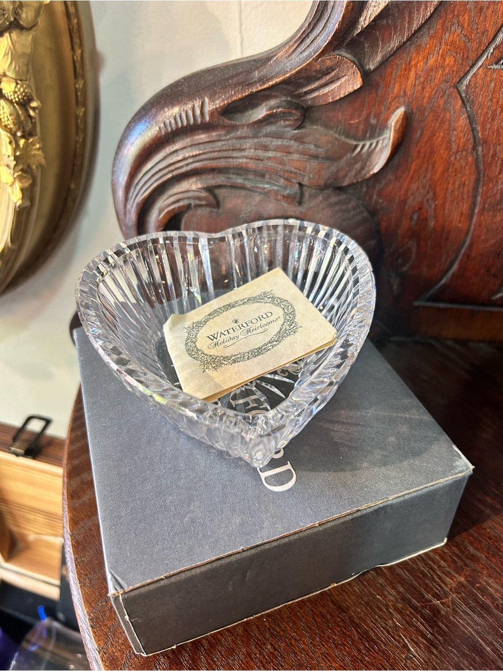 Waterford Clear Crystal Heart Bowl with Cut Pattern